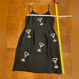 Black Strapped Martini Glass Silk Cocktail Dress Size 8